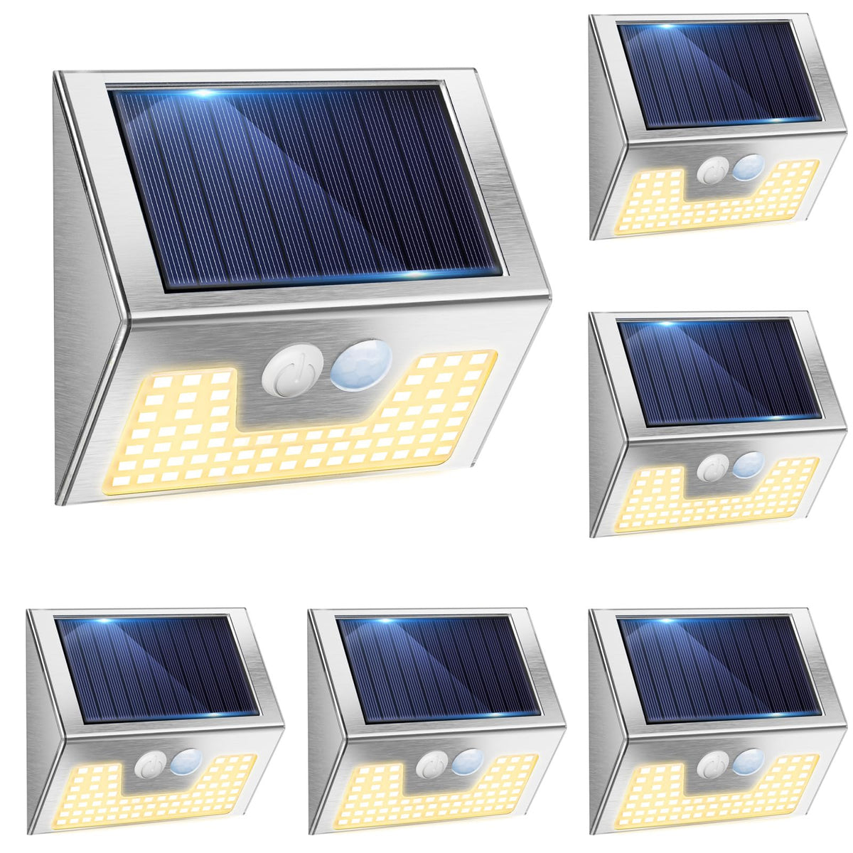 vighep Solar Security Lights Outdoor Motion Sensor, White 318LED Led Solar Powered Light with 3 Lighting Modes, IP65 Waterproof Wireless Pir Wall Light for Outside Garden Fence Yard-Warm White