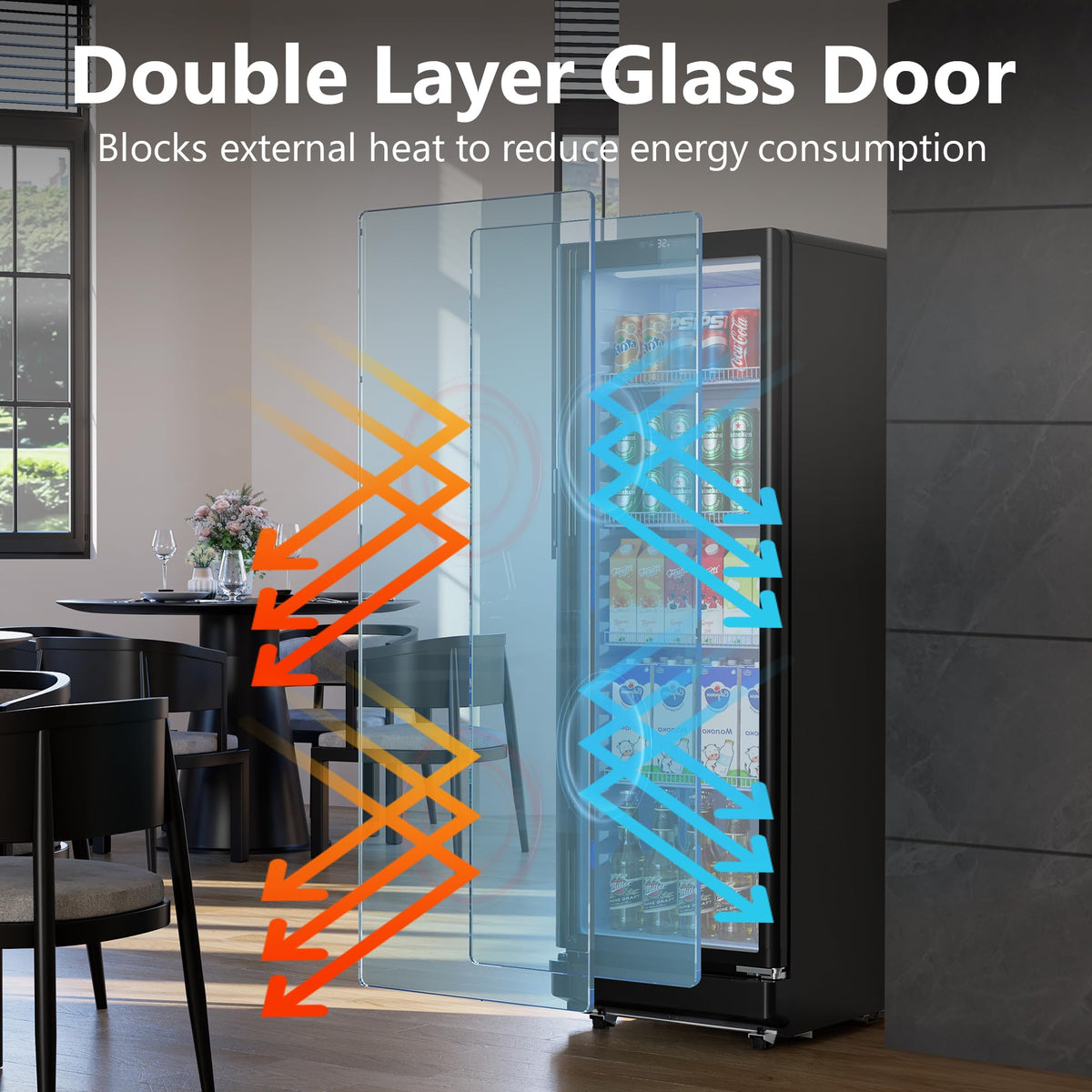 93L Under Counter Fridge, 38dB Ultra-Quiet Undercounter Mini Fridge, Black