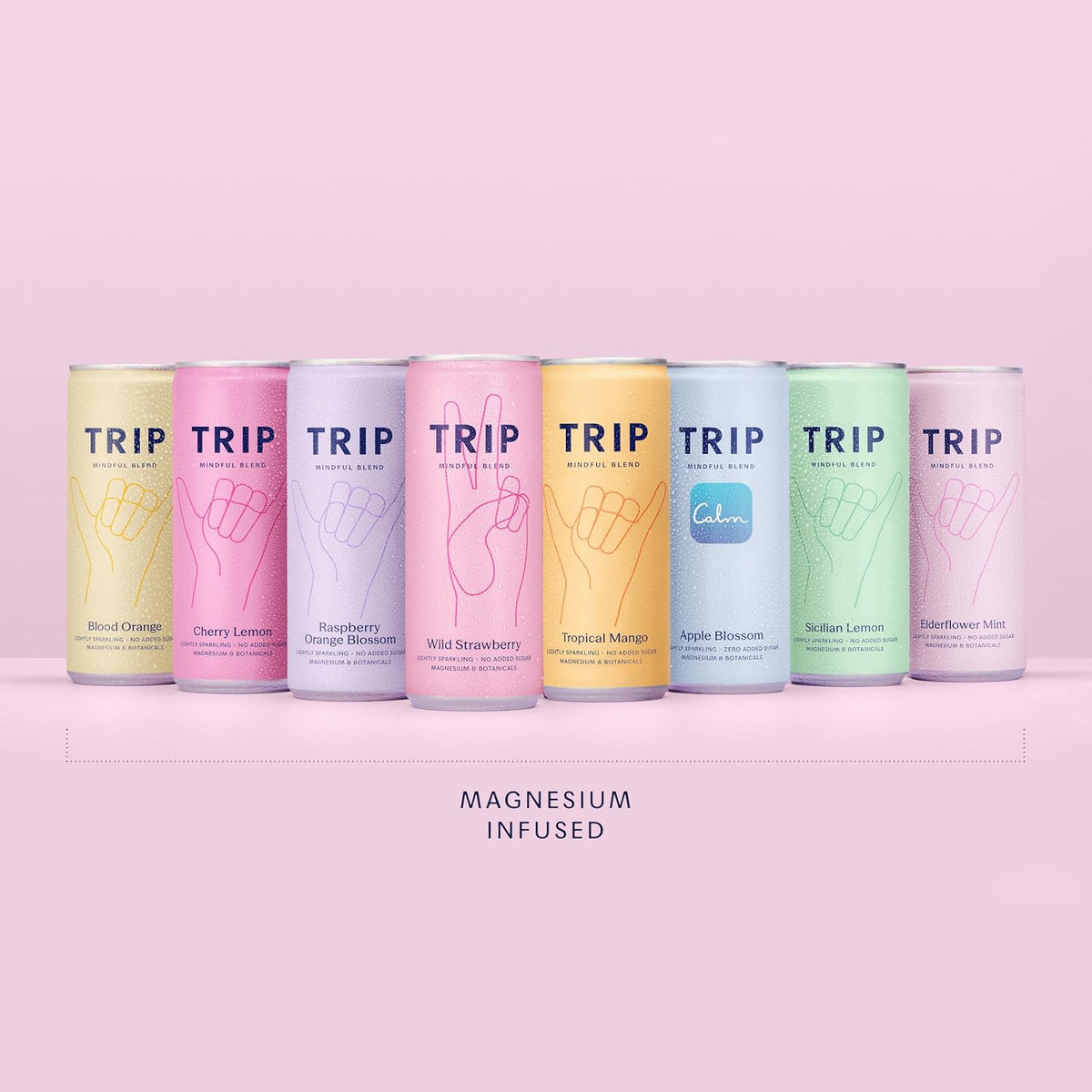TRIP Calm Magnesium Drink, Sparkling Mocktail, Ultimate Sampler Mix, 12pack