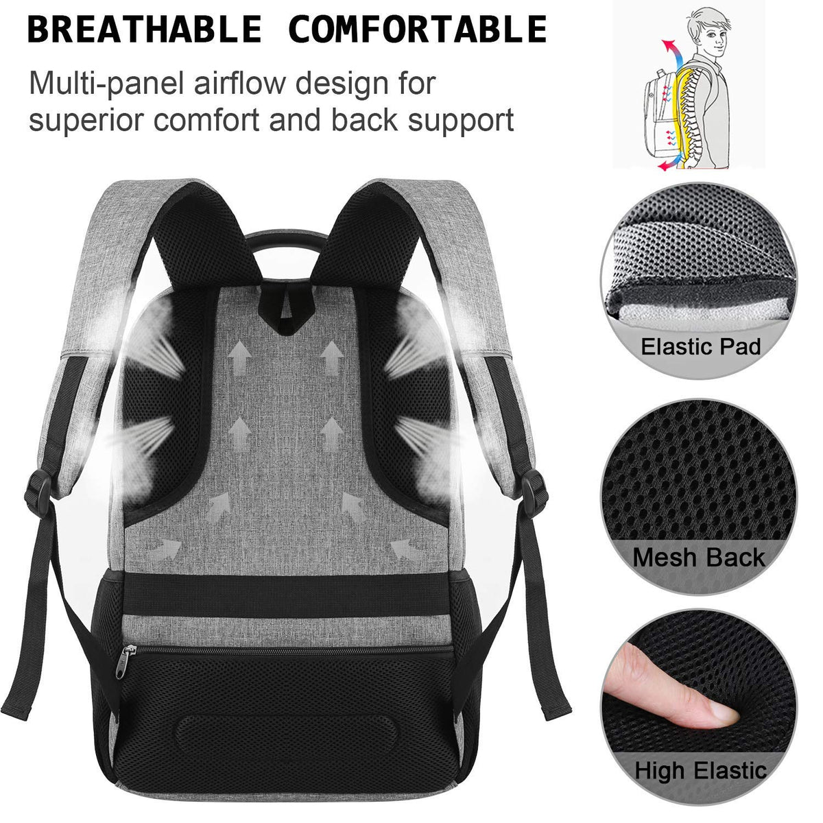 KASIBON Laptop Backpack for Men, Anti-Theft Travel Backpack Business