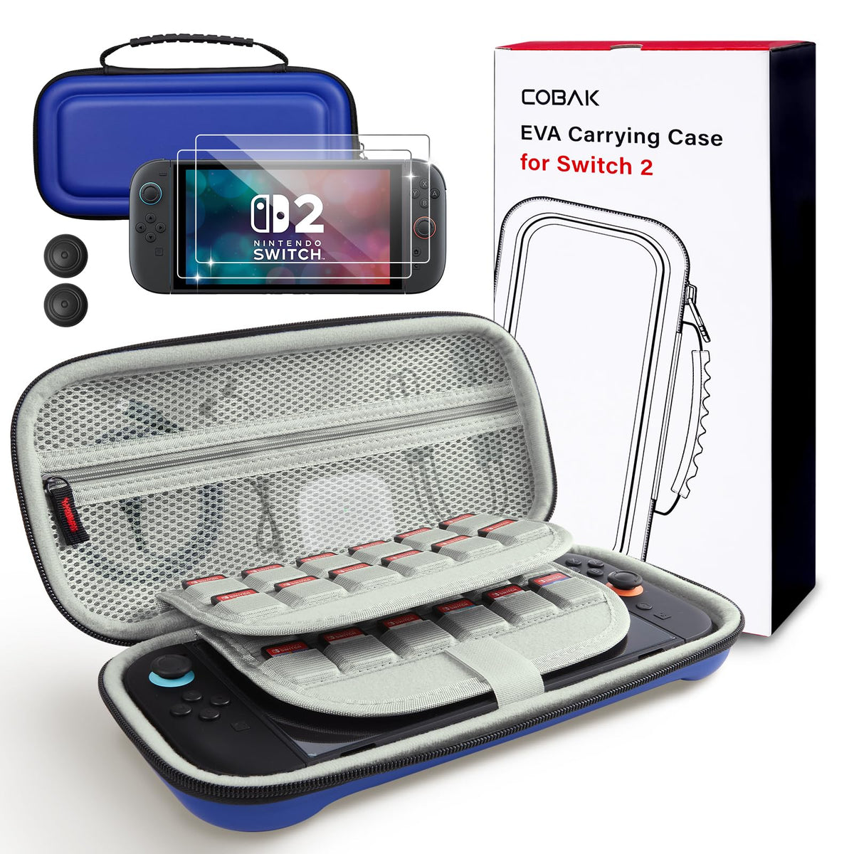 CoBak Large Capacity Carrying Case for Nintendo Switch 2 2025- 3 in 1 Black