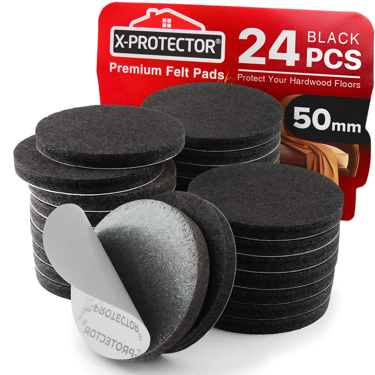 Chair Pads Floor Protectors X-PROTECTOR 48 PCS 25mm - Felt Furniture Pads