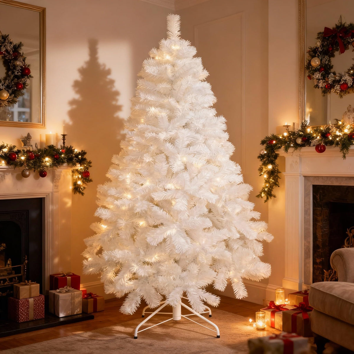 SHATCHI 6ft/1.8m Alaskan Pine Green Artificial Christmas Tree Bushy 550 Tips Xmas Home Decorationations Decorations