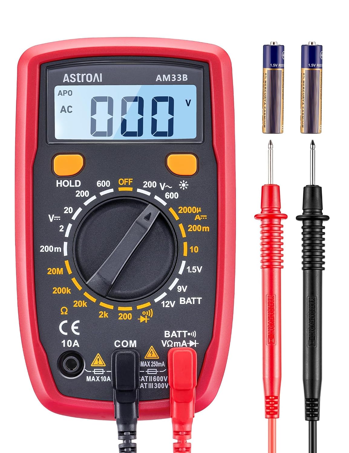 AstroAI Digital Multimeter 2000 Counts with Backlit LCD for DIY Home, Black