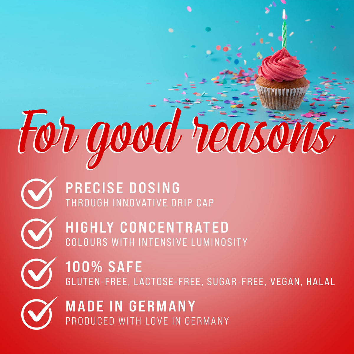 Belissia Liquid Food Colouring Rosa 10ml for Cooking and Baking