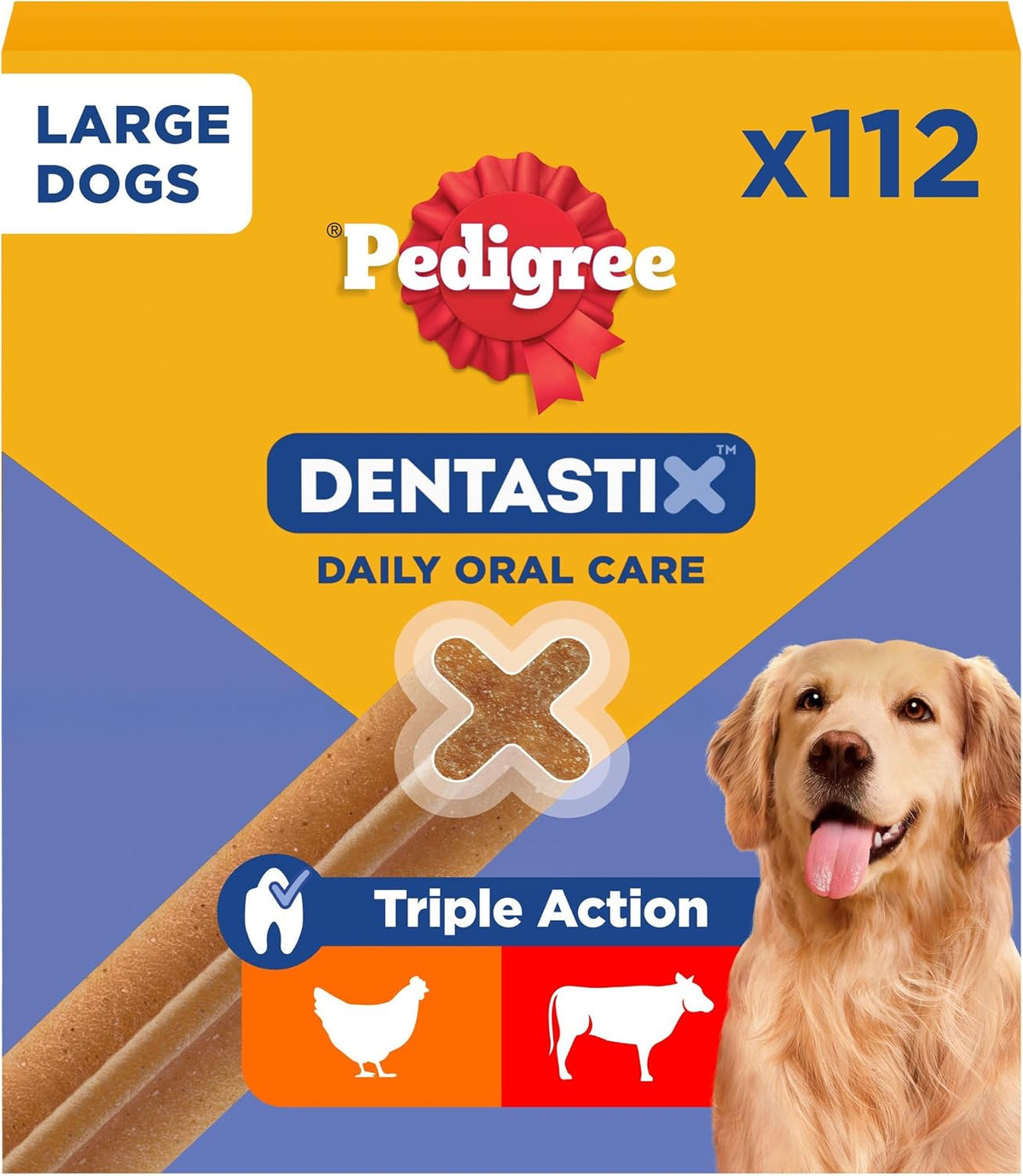 PEDIGREE DENTASTIX - Dental Dog Chews - Adult Large Dogs 25kg+ - 4 x 28 Sticks - Megapack of Dog Dental Sticks