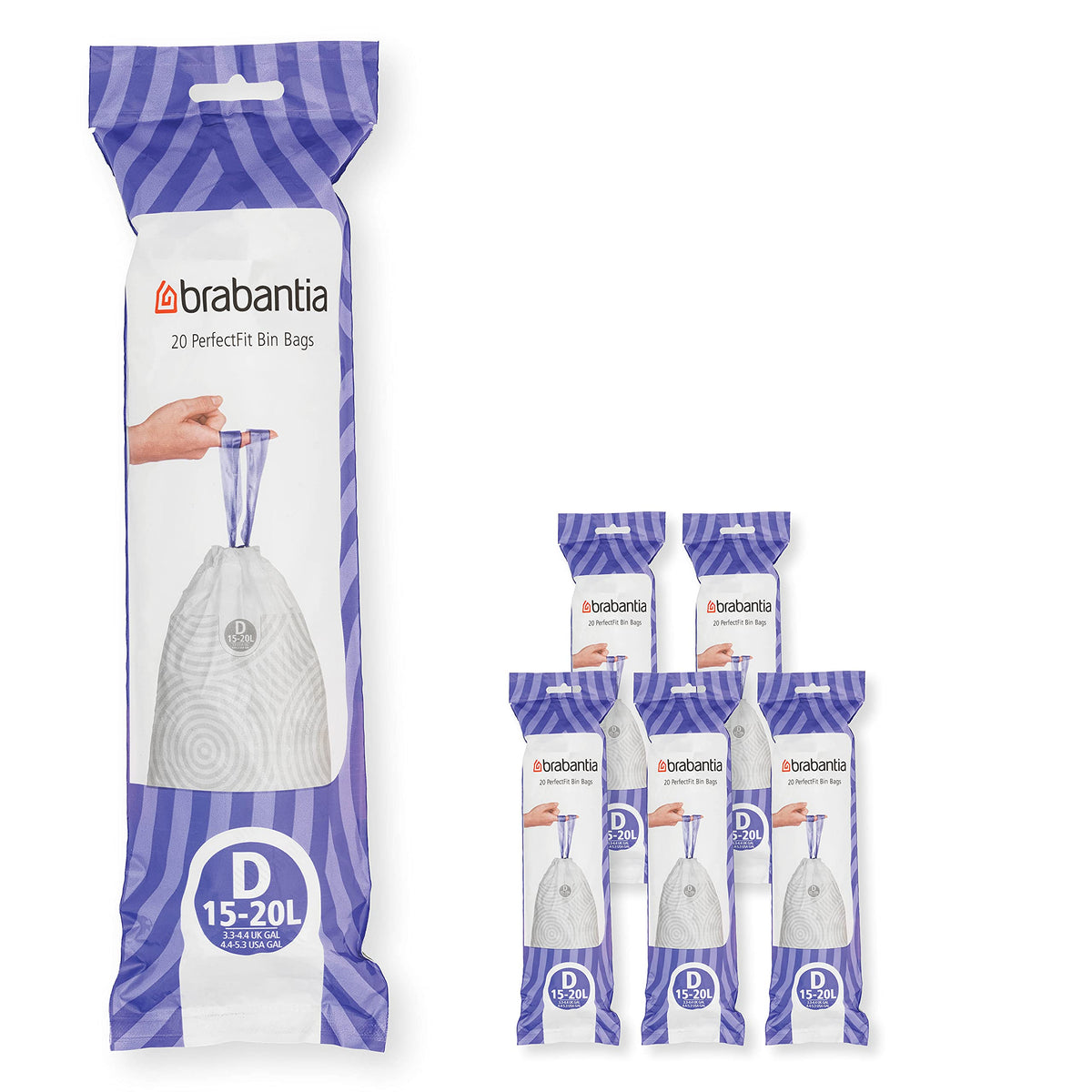 Brabantia Heavy Duty Perfect Fit Bin Liners (5 Packs of 20) 10-12 Litre