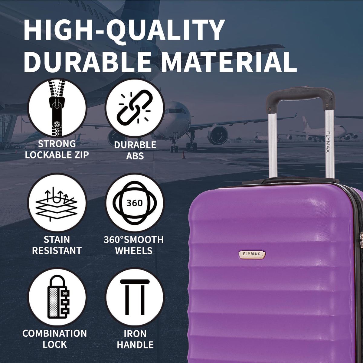 FLYMAX 55x40x20 Ryanair Cabin Bag Hand Luggage Lightweight Suitcase Approved Carry on Luggage Case 2.5KG 40L Royal