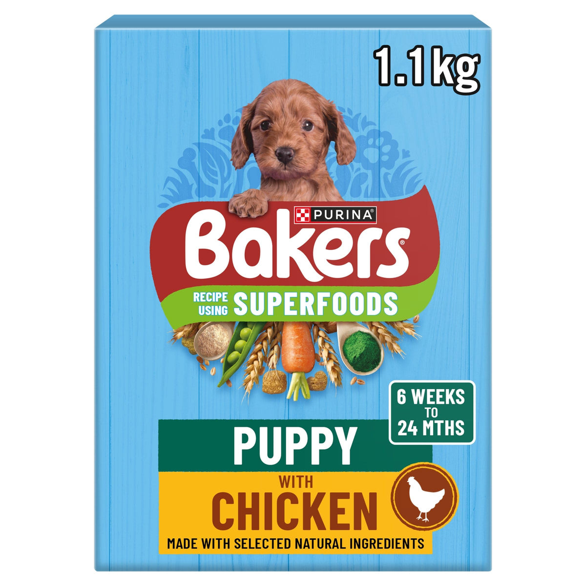 BAKERS Superfoods Small Dog Adult Dry Dog Food Chicken 1.1kg (Pack of 5)