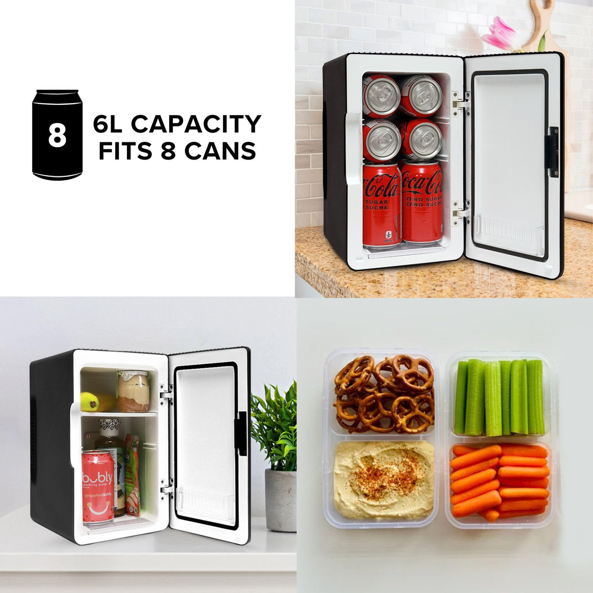 Mini Fridge For Bedrooms 4L Small Fridge 6 Can Table Top Quiet Mini Fridges For Skincare Office Food Drinks Kids Home Car & Travel 12v Portable Cooler Warmer Refrigerator by Coca-Cola, PB Red