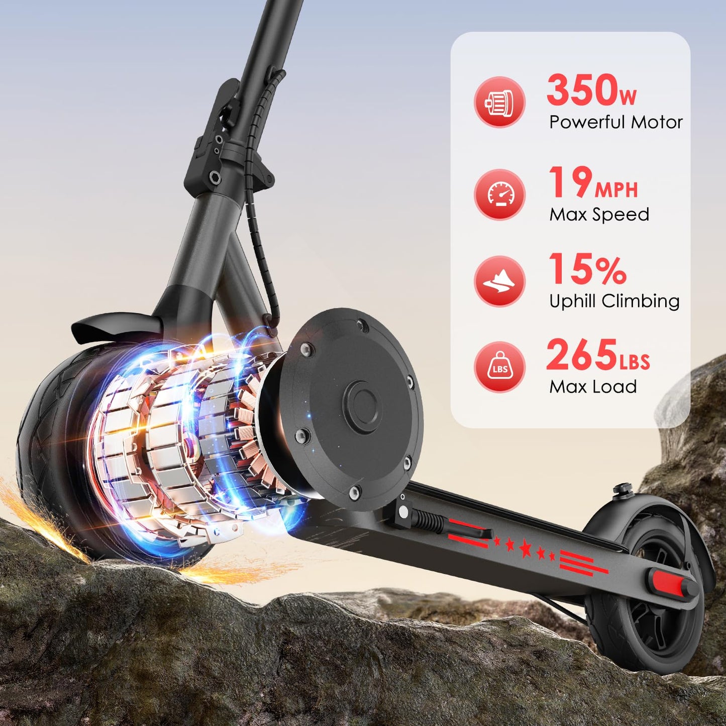 Zephyride V8 Electric Scooter — 350W, 25 km/h, 28-35 km Range, Smart App | UL-2272 Certified