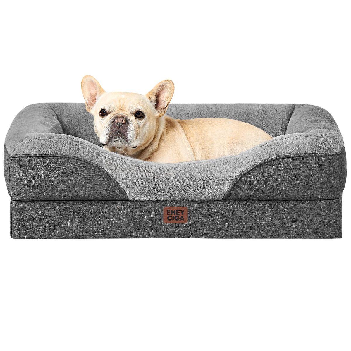 EHEYCIGA Memory Foam Orthopedic Dog Beds Large, 91x68x17cm, Dark Grey