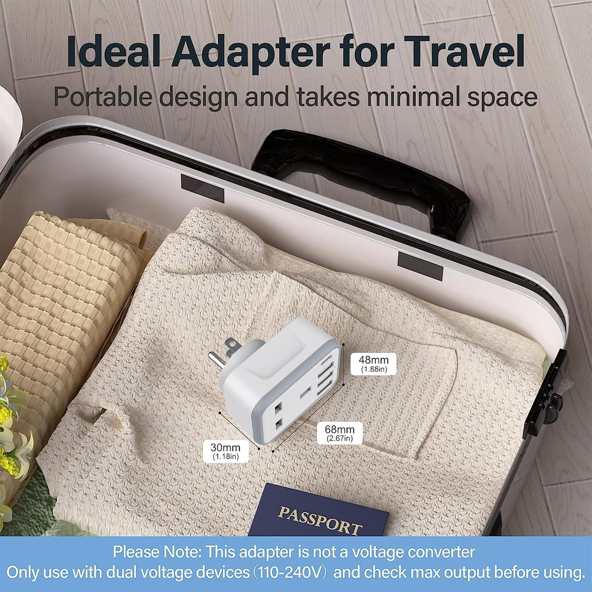 Loydia UK to US Plug Adaptor, 2 pack USA Travel Adapter with 3 USB &1 USB C Ports, 5 in 1 US Plug Adapter from UK to USA, Canada, Thailand, Mexico, Colombia (Type B)