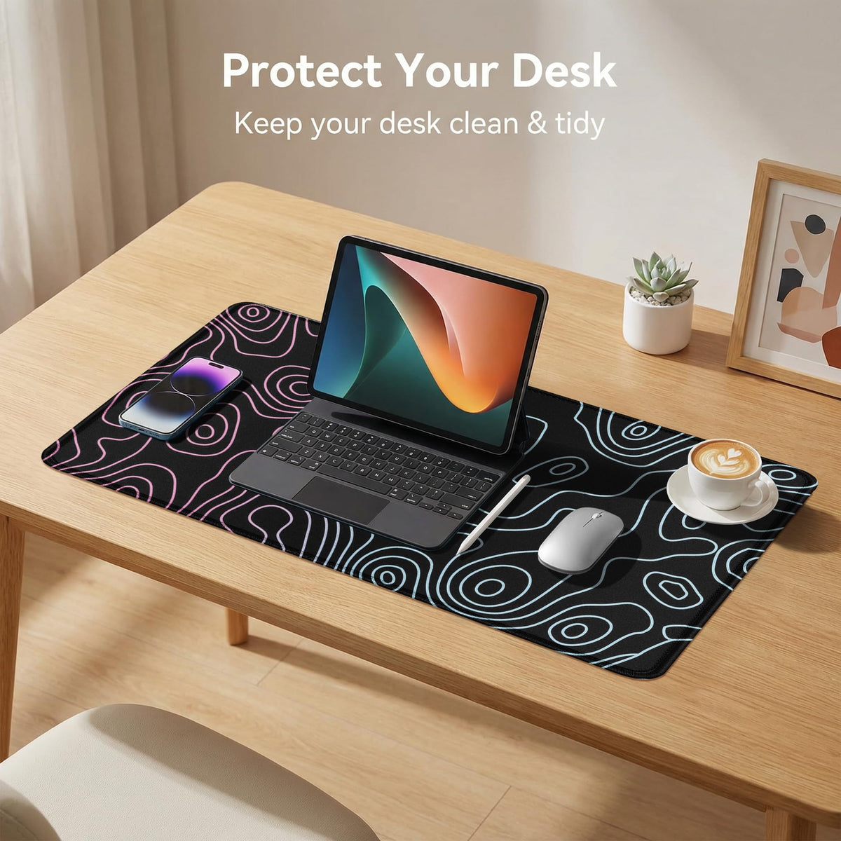 Rcege Large Gaming Mouse Pad Extended Desk Mat with Non Slip Stitched Edge