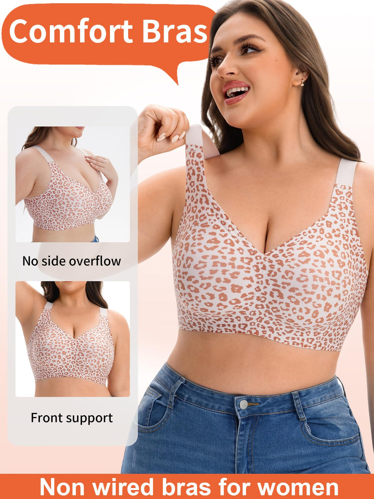 HOWIN Jelly Bras for Women Non Wired Seamless Gel Plus Size Push Up Bras