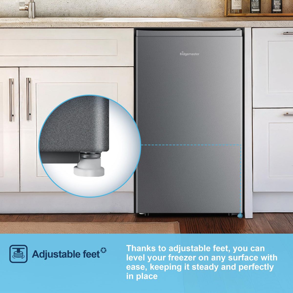 Fridgemaster 45L Table Top Mini Fridge MUR4545, 45cm Compact Refrigerator with Adjustable Thermostat, Reversible Door, 39dB Low Noise, White, Energy Class E