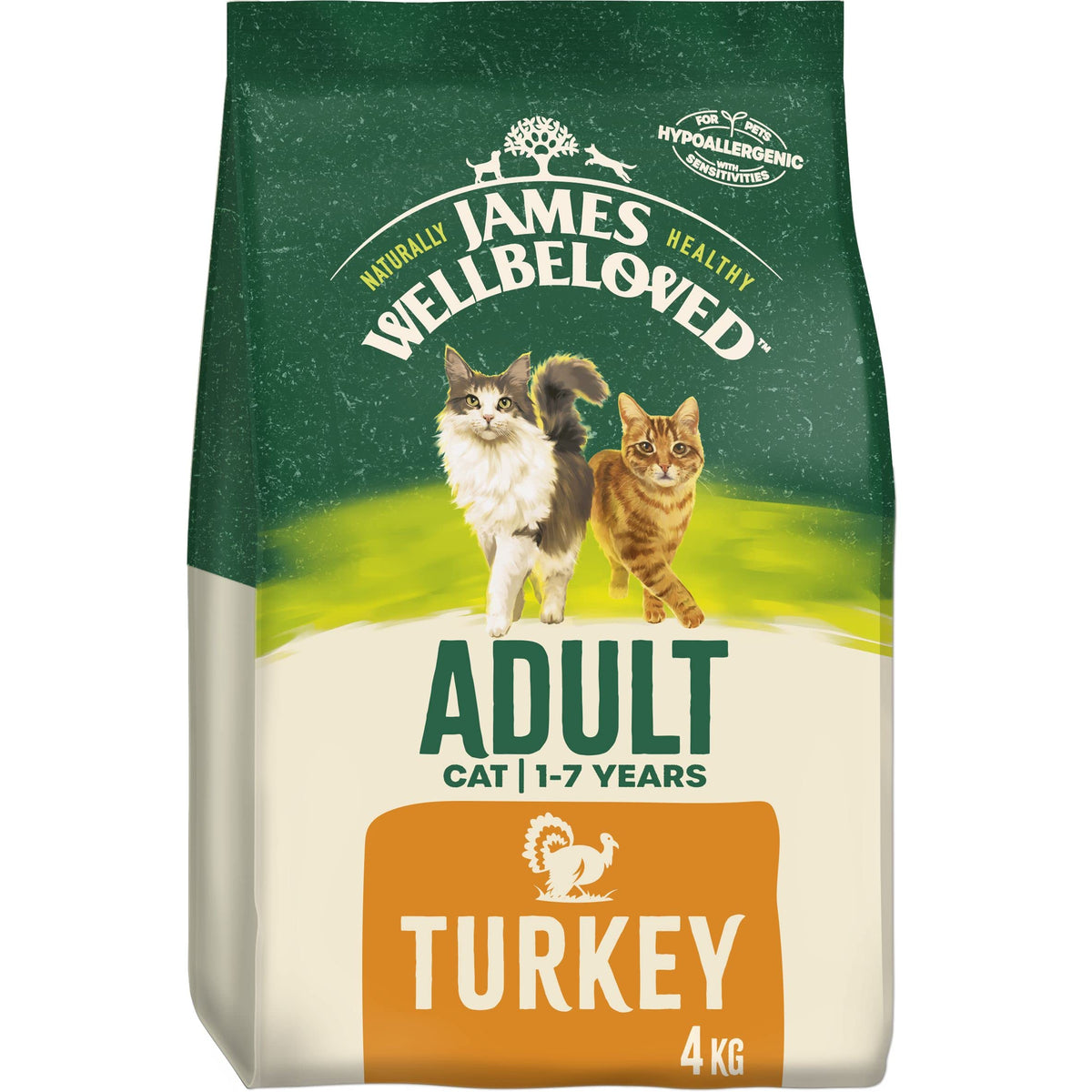 James Wellbeloved Hypoallergenic Dry Cat Food for Adult Cats Turkey 4 kg