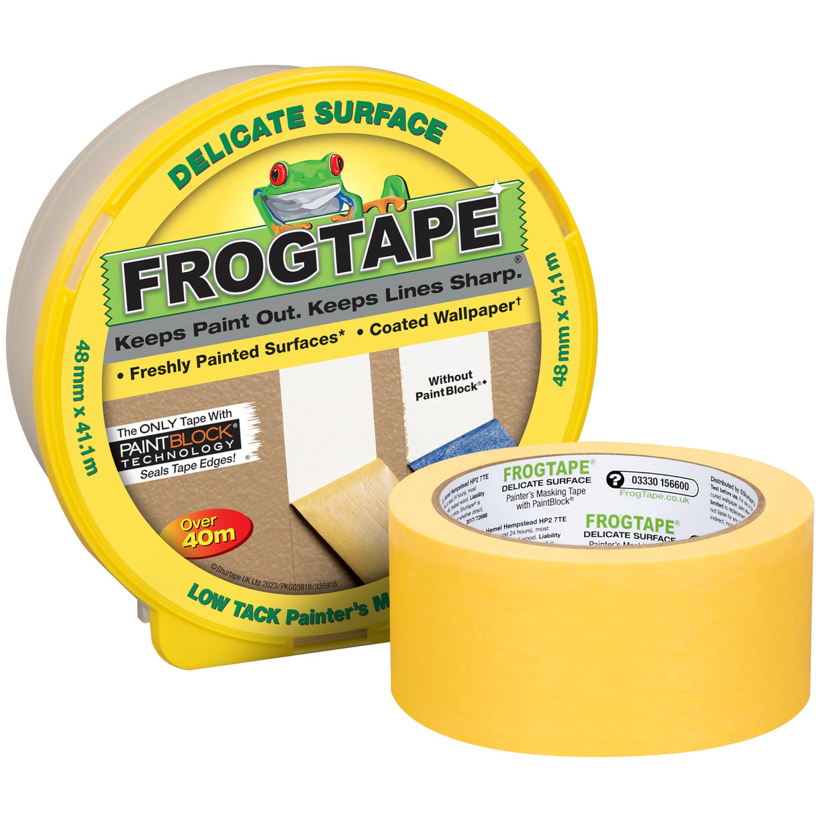 Frog Tape Yellow Delicate Surface Painters Masking Tape 24mm x 55m. Indoor painting and decorating for sharp lines and no paint bleed
