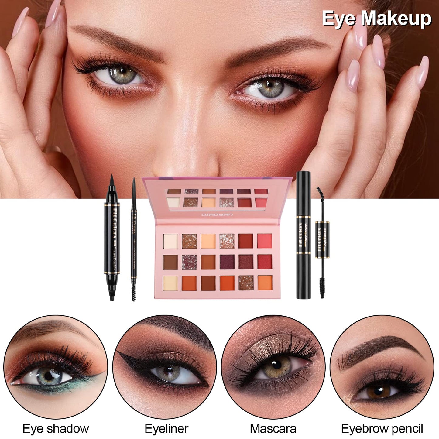 LYMYBETY Makeup Set, Cosmetic Make Up Starter Kit With Storage Bag Portable Travel Make Up Palette Eyeshadow Foundation Lip Gloss for Teenage & Adults (Style B), 1.0 count