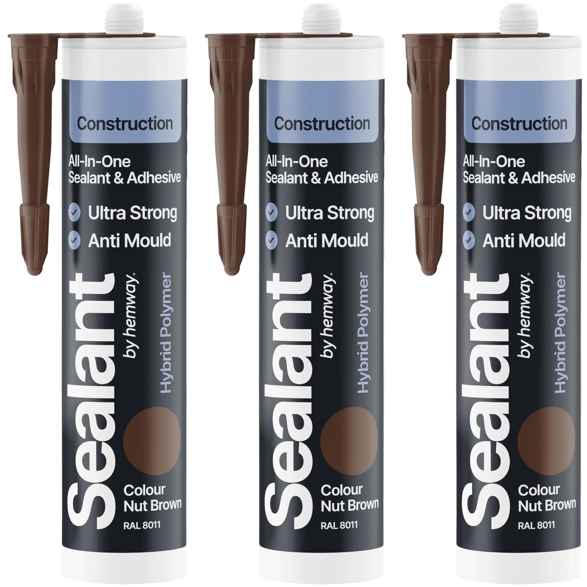 Hemway Kitchen & Bathroom Crystal Clear Sealant & Adhesive 300ml 3 Pack