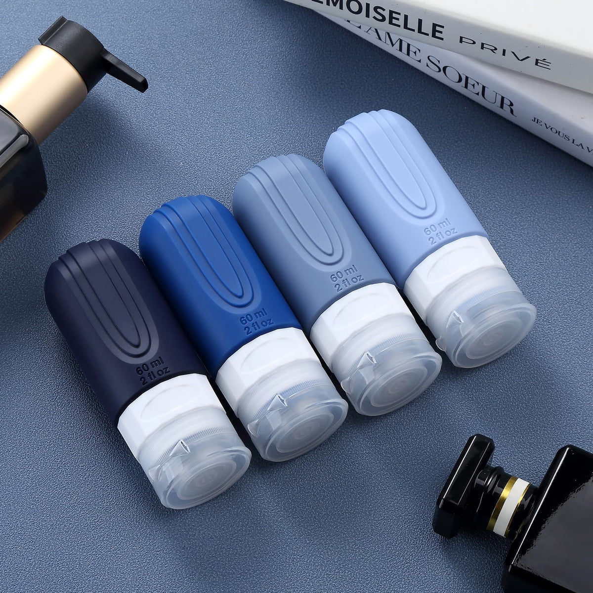 Mrsdry Travel Bottle for Toiletries, Leak Proof Silicone Travel Size 90ml Bottles Refillable Containers for Liquid Shampoo, BPA Free and TSA Approved Travel Accessories with Clear Bag (4 Pack)