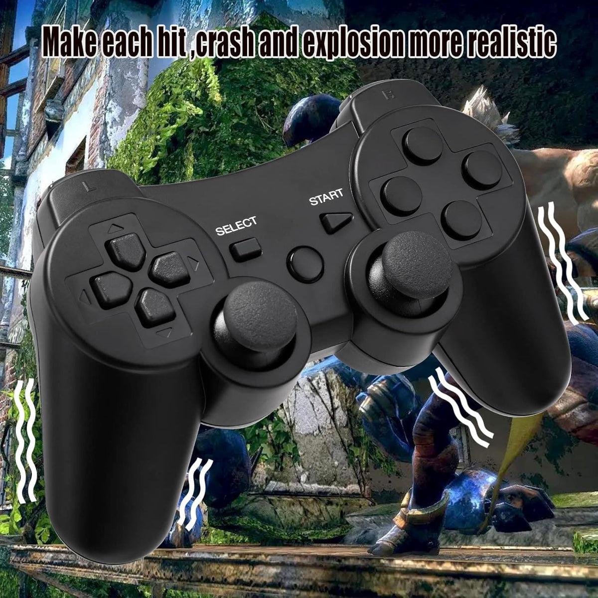 Diswoe Wireless Game Controller, Wireless Controller for P3 Double Shock Gaming Joystick 6-Achsen Bluetooth Gamepad Joystick with Charging Cable for P-3 gamepad for P3