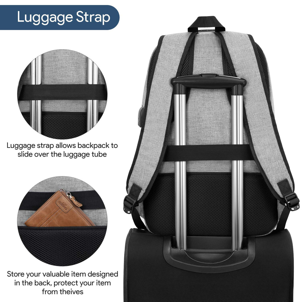 VSNOON Anti-Theft Laptop Backpack, 15.6-17.3 inch Business Laptop Bag