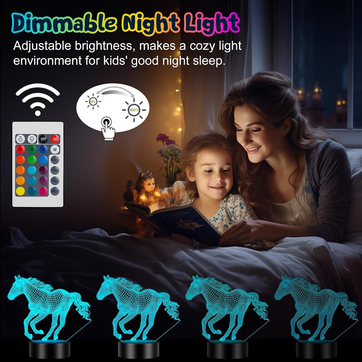 Linkax Horse Gifts for Boys, 3D Illusion Night Light for Girl Bedroom Decor