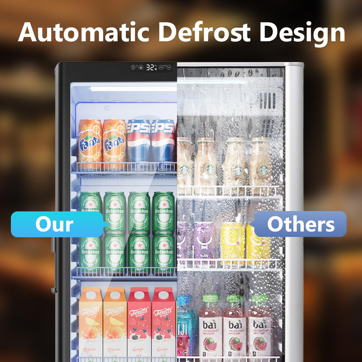 93L Under Counter Fridge, 38dB Ultra-Quiet Undercounter Mini Fridge, Black