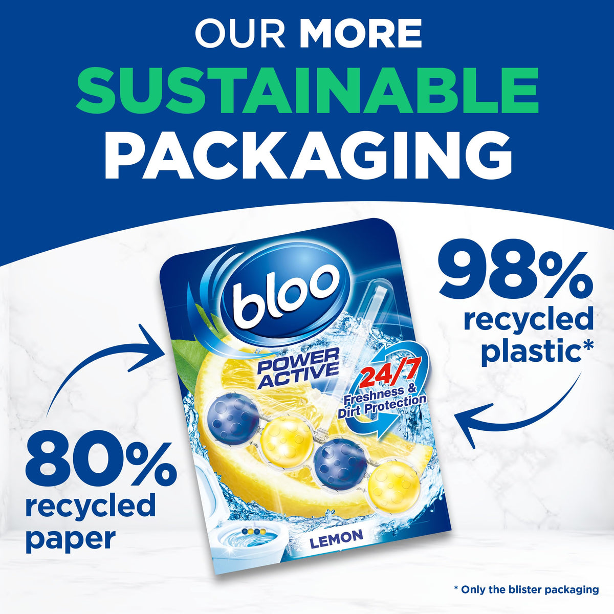 Bloo Power Active Toilet Rim Block & Freshener, Fresh Flowers, Pack of 1