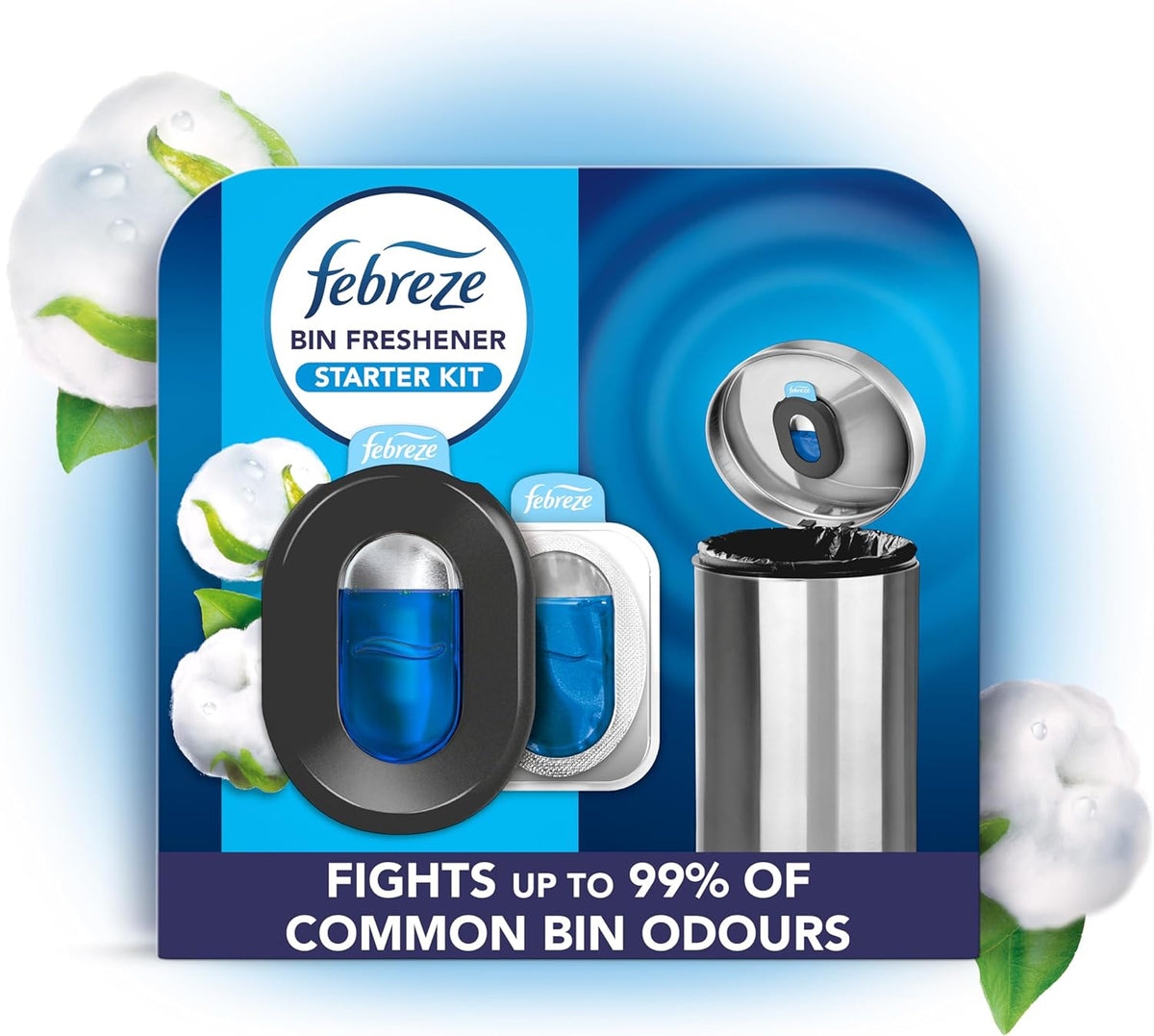 Febreze Bin Freshener Starter Kit Cotton 1 Holder + 2 Refills 2x4.88ML
