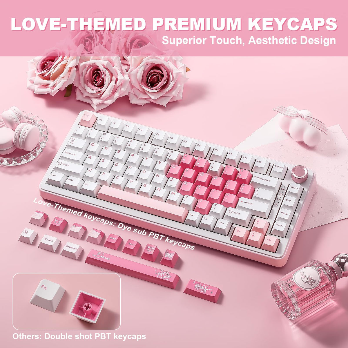 YUNZII B75 PRO 75% Wireless Mechanical Keyboard (Black Heart,Cocoa Switch)