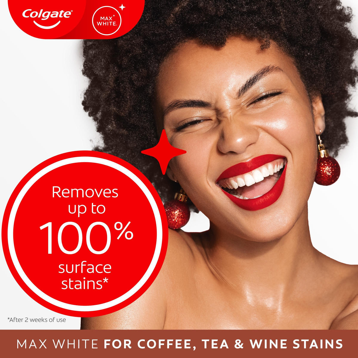Colgate Max White Purple Reveal Teeth Whitening Toothpaste - Clinically Proven to Remove up to 100% of Surface Stains** - Fluoride Toothpaste - Colgate Multipack - 4 X 75ml