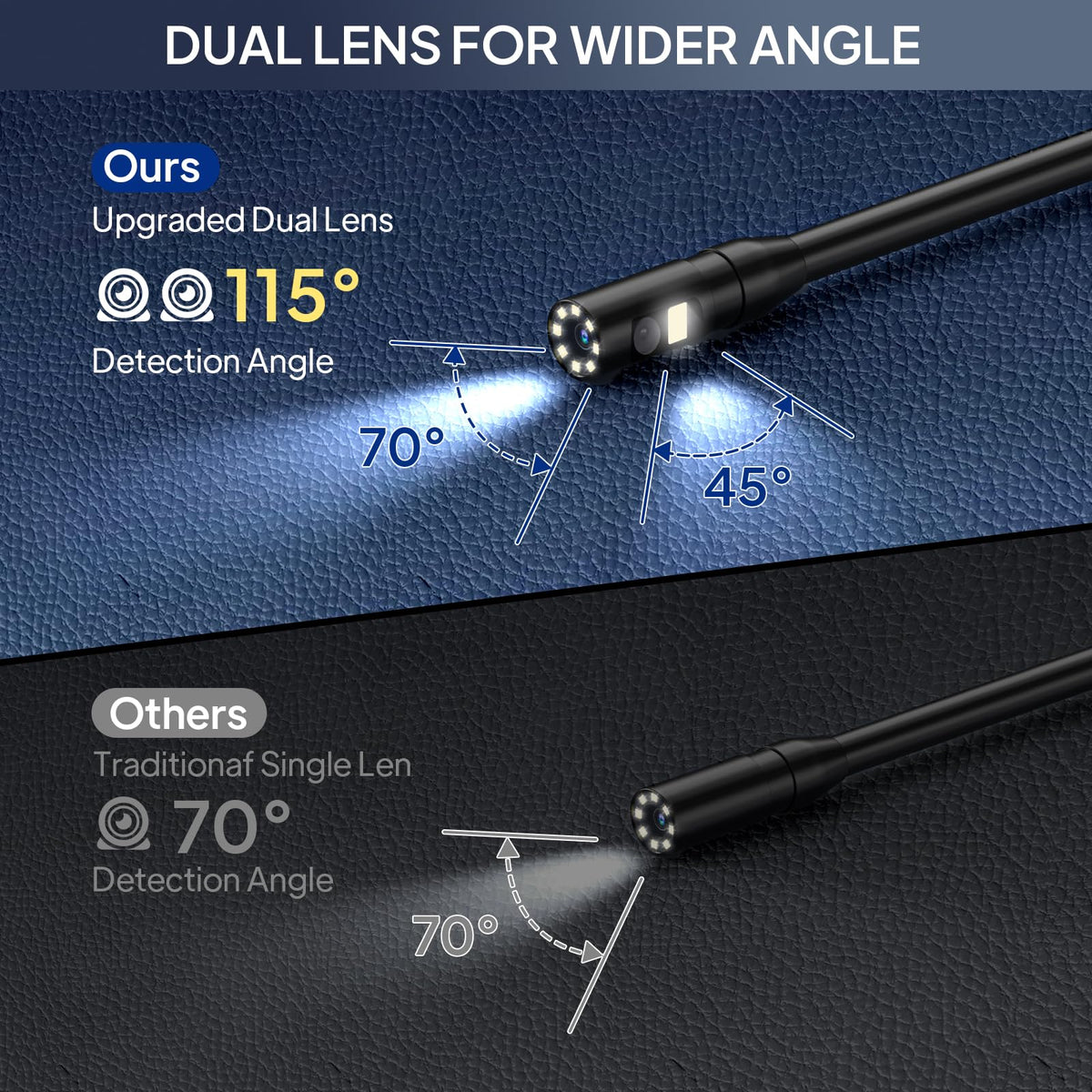 Endoscope Inspection Camera, Qimic 2.4'' IPS Screen Borescope with 8 LED Lights, IP67 Waterproof Endoscope, 1080P HD Snake Camera, 33FT Semi-Rigid Cable, Gadgets for Men