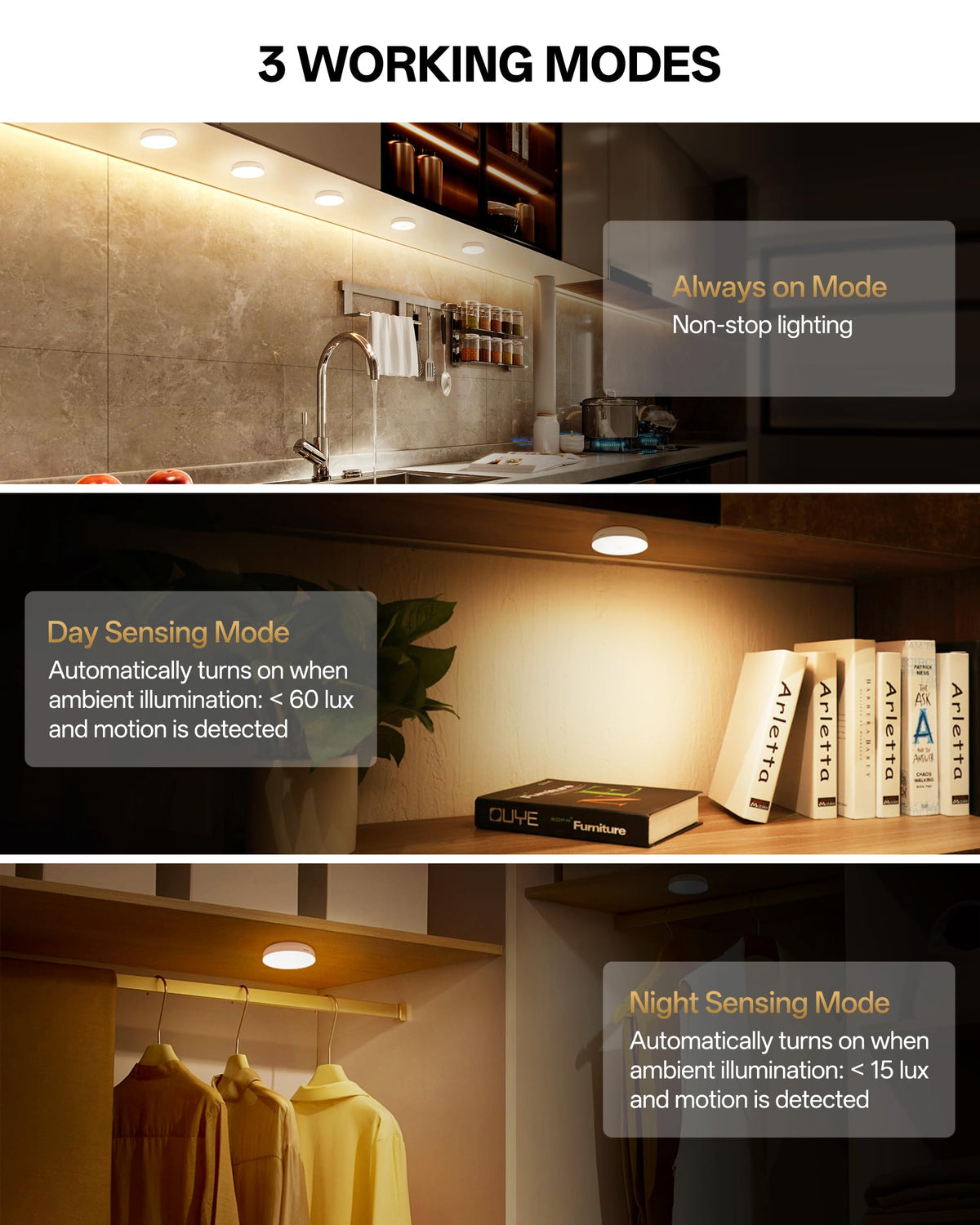 Homelist Motion Sensor Lights Indoor, Rechargeable Night Light, 6 Pack