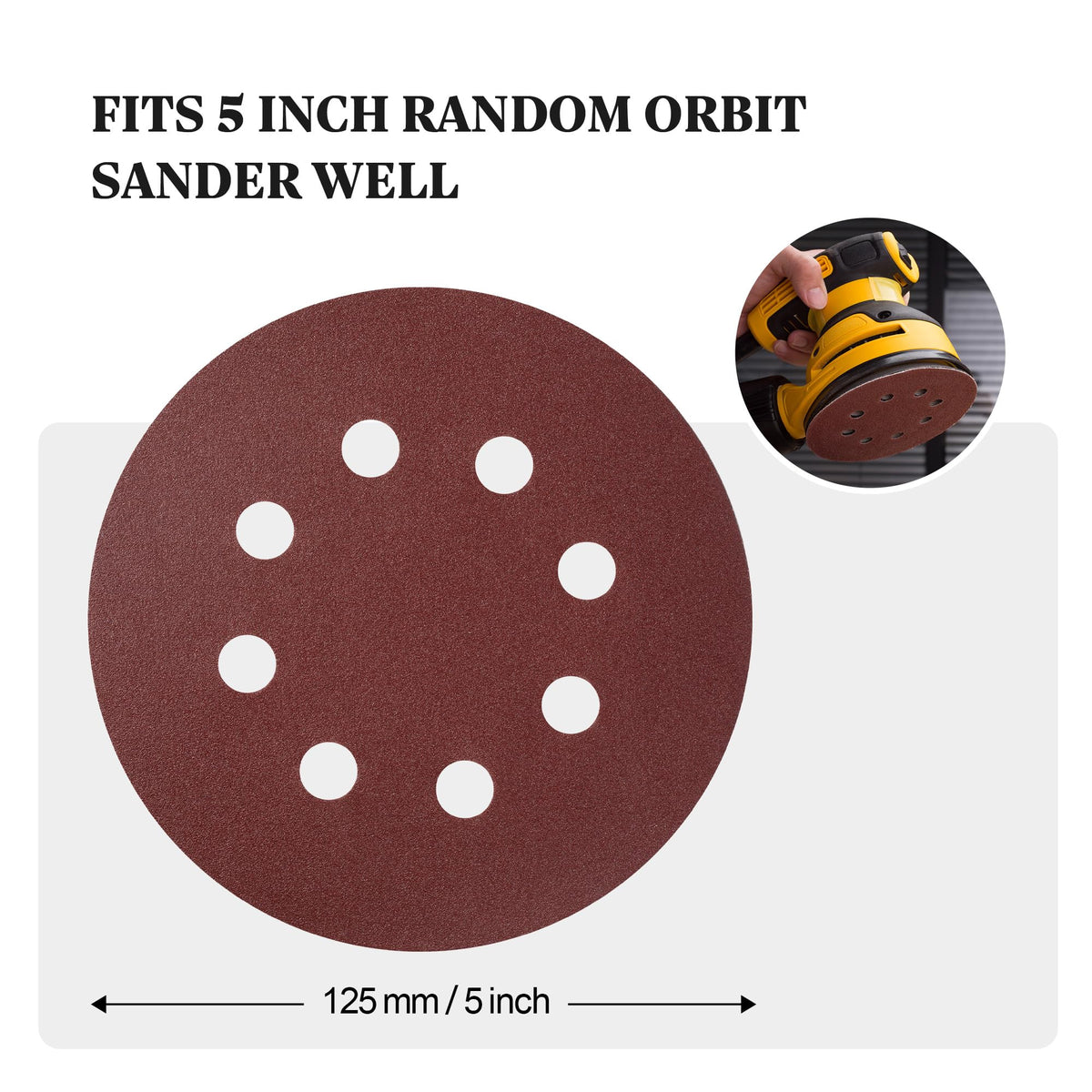 SATC Sanding Discs 150 Grit 110PCS Orbital Sander Discs 125mm Hook and Loop Round Orbital Sander Pads for Sanding