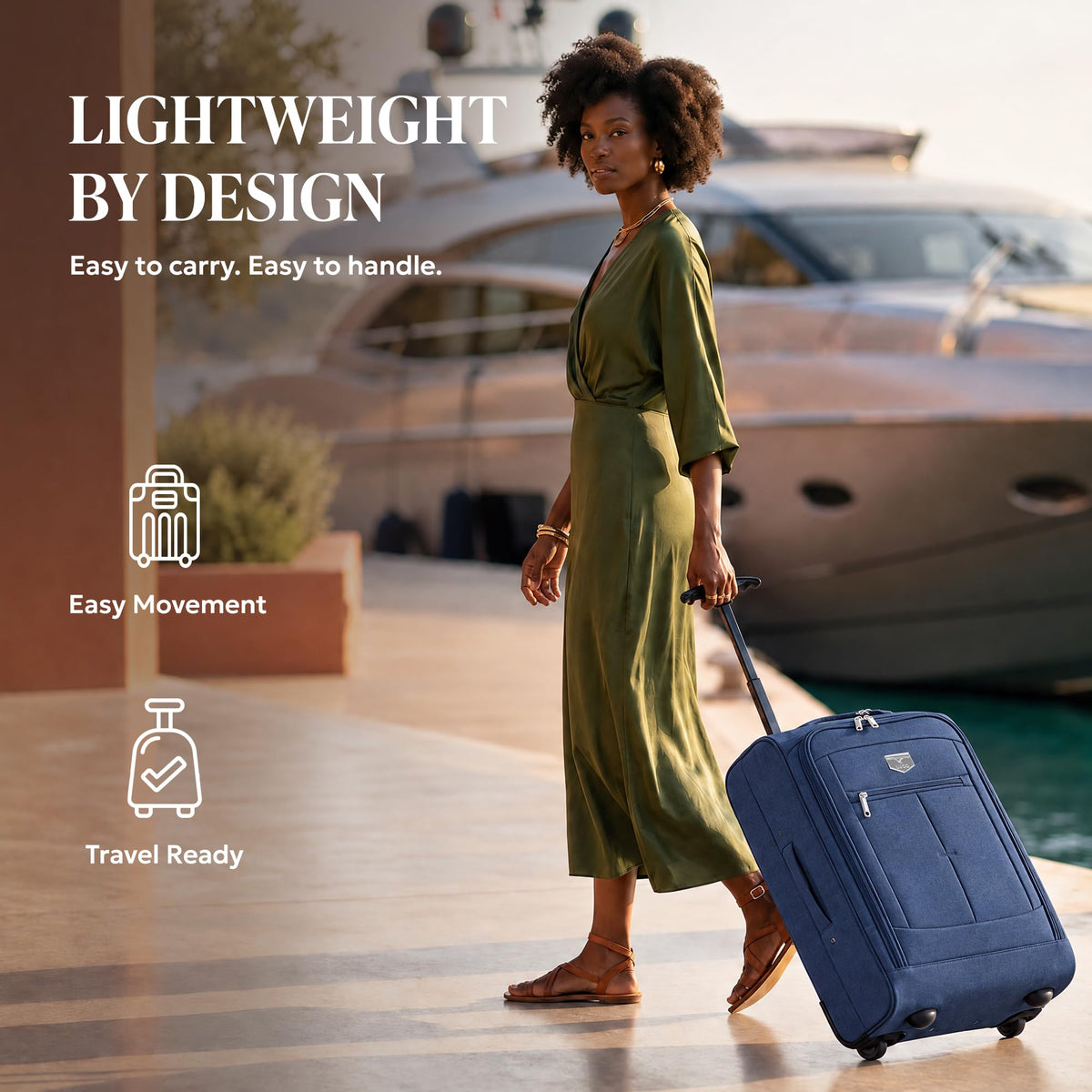 LUGG Lightweight Cabin Luggage, 600D Polyester, Solid Wheels, 45x36x20cm