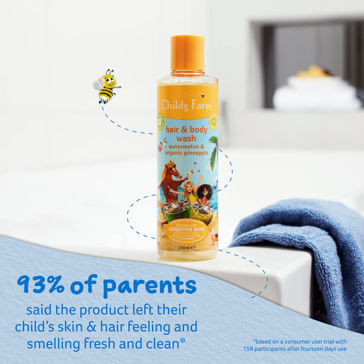 Childs Farm Kids Hair & Body Wash, Sweet Orange | Tear-free, Gently Cleanses | Suitable for Dry, Sensitive Skin, 250ml