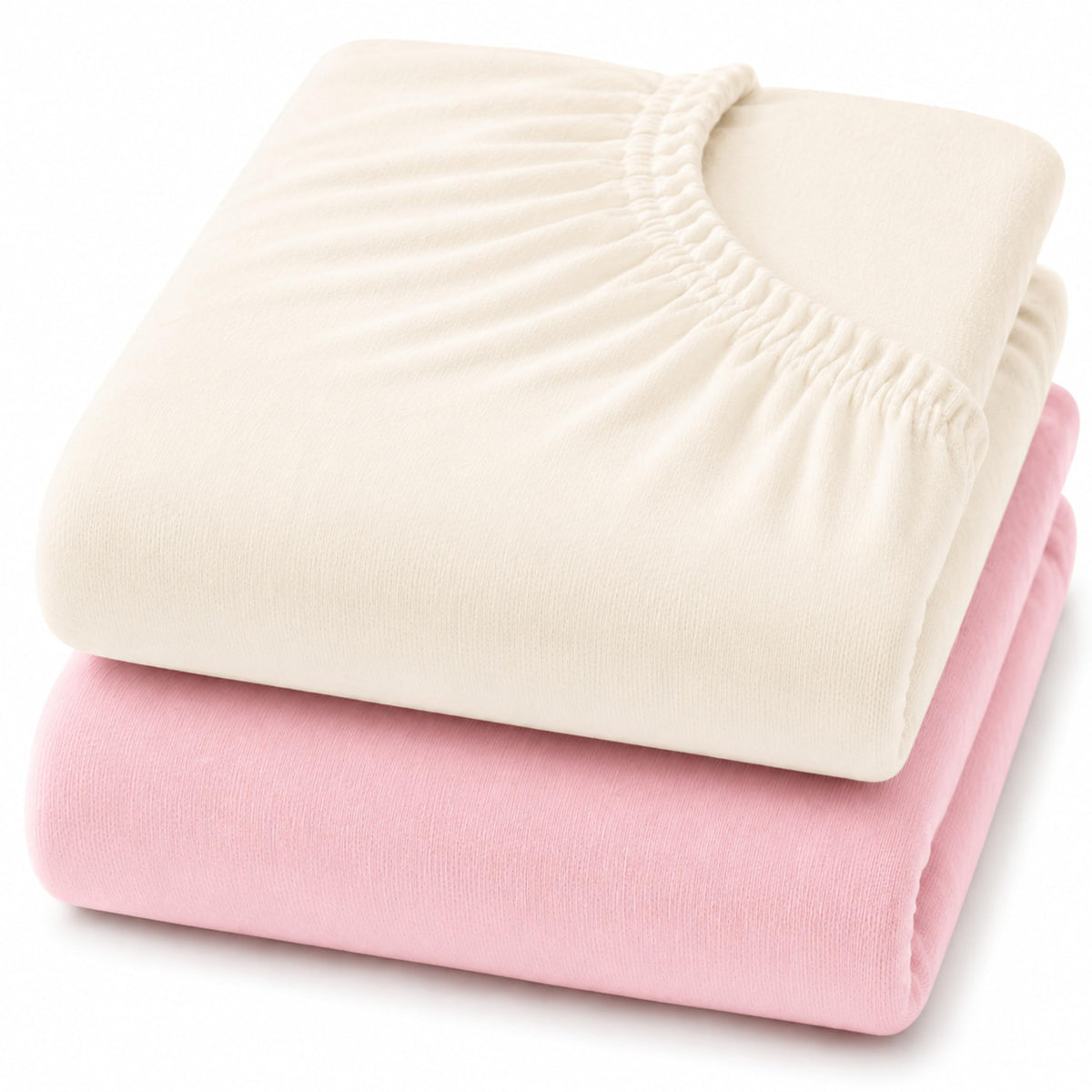 Dudu N Girlie Bedside Crib Sheets 85x51cm – Pink, 2 Pack, Soft Jersey Cotton Fitted Bedding for Co Sleeper & Baby Cribs