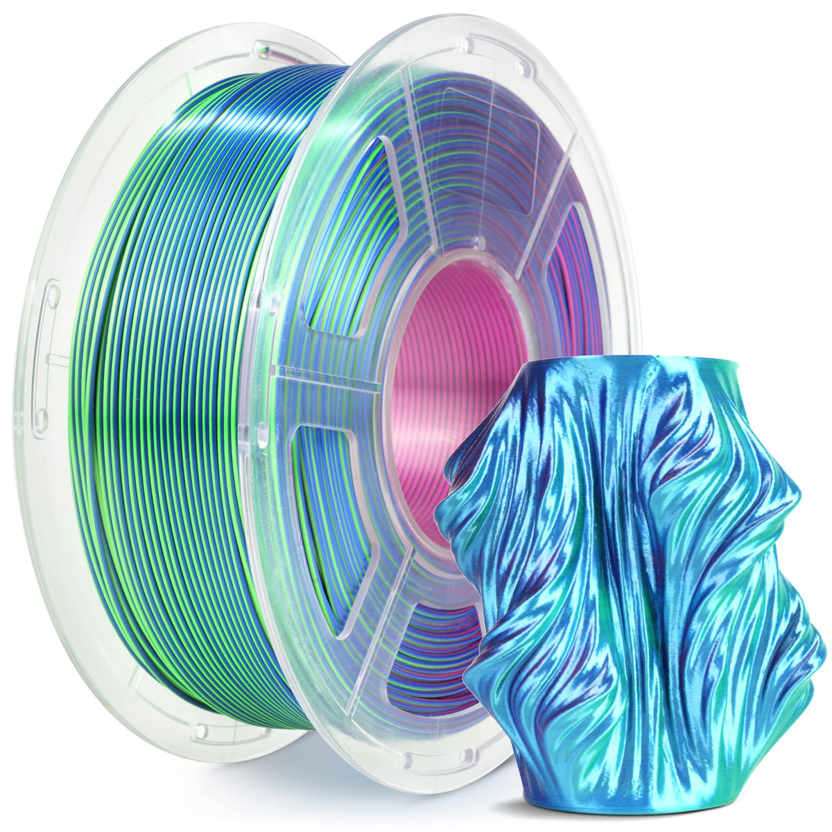 SUNLU Silk PLA+ Filament, Shiny Metallic Silk 3D Filament 1.75mm