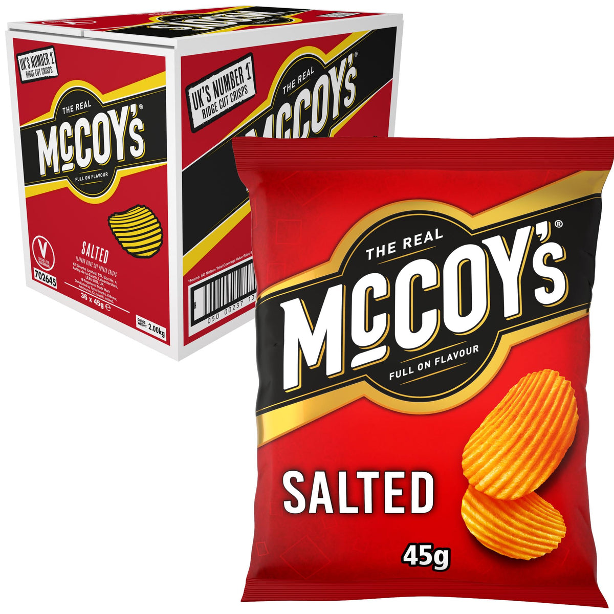 McCoy's Sizzling King Prawn Multipack Crisps 6 Pack (Multipack BOX of 20) - Fully loaded with flavour, iconic ridged crisp, unmistakable crunch
