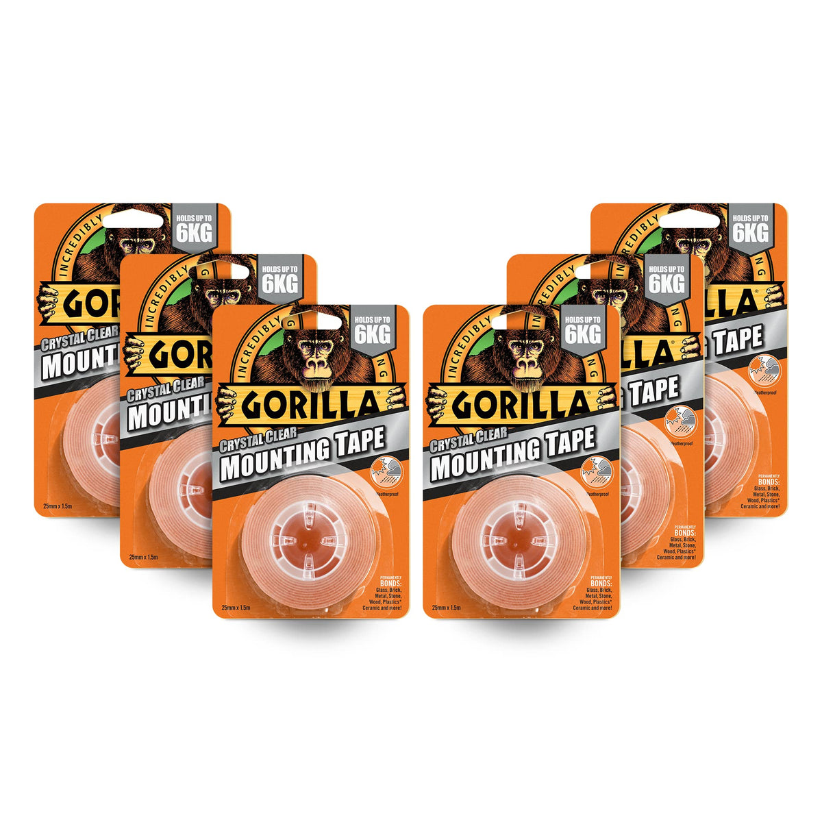 Gorilla Double Sided Mounting Tape Clear 1.5m, Pack of 1