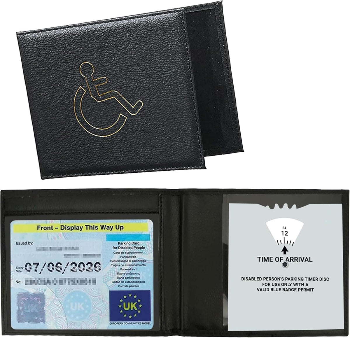 Disabled Badge Holder Wallet | PU Soft Leather Badge & Timer Parking Permit Cover, Blue Badge Holder Wallet for Car, Disability Parking Badge Cover Holder