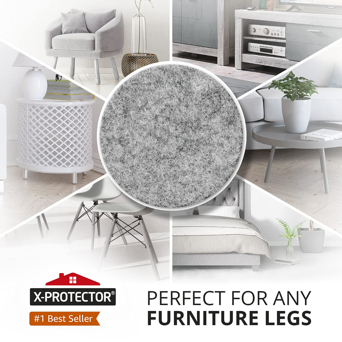 Chair Pads Floor Protectors X-PROTECTOR 48 PCS 25mm - Felt Furniture Pads