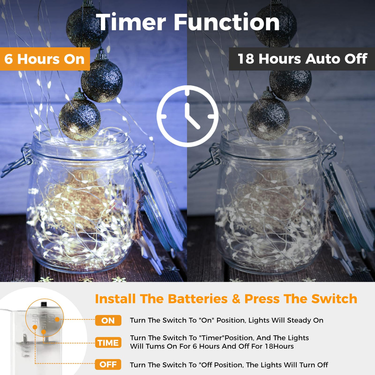 btfarm 2 Pack Halloween Orange Fairy Lights Battery Operated with Timer