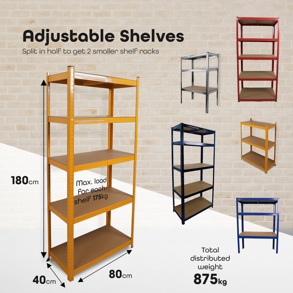DIVCHI 5 Tier Storage Rack Heavy Duty Shelving Aluminium Garage Shelves Shed Storage Racking Shelf For Warehouse Workshop & Office (Black, Pack of 1) Up to Maximum 175 kg Per Shelf