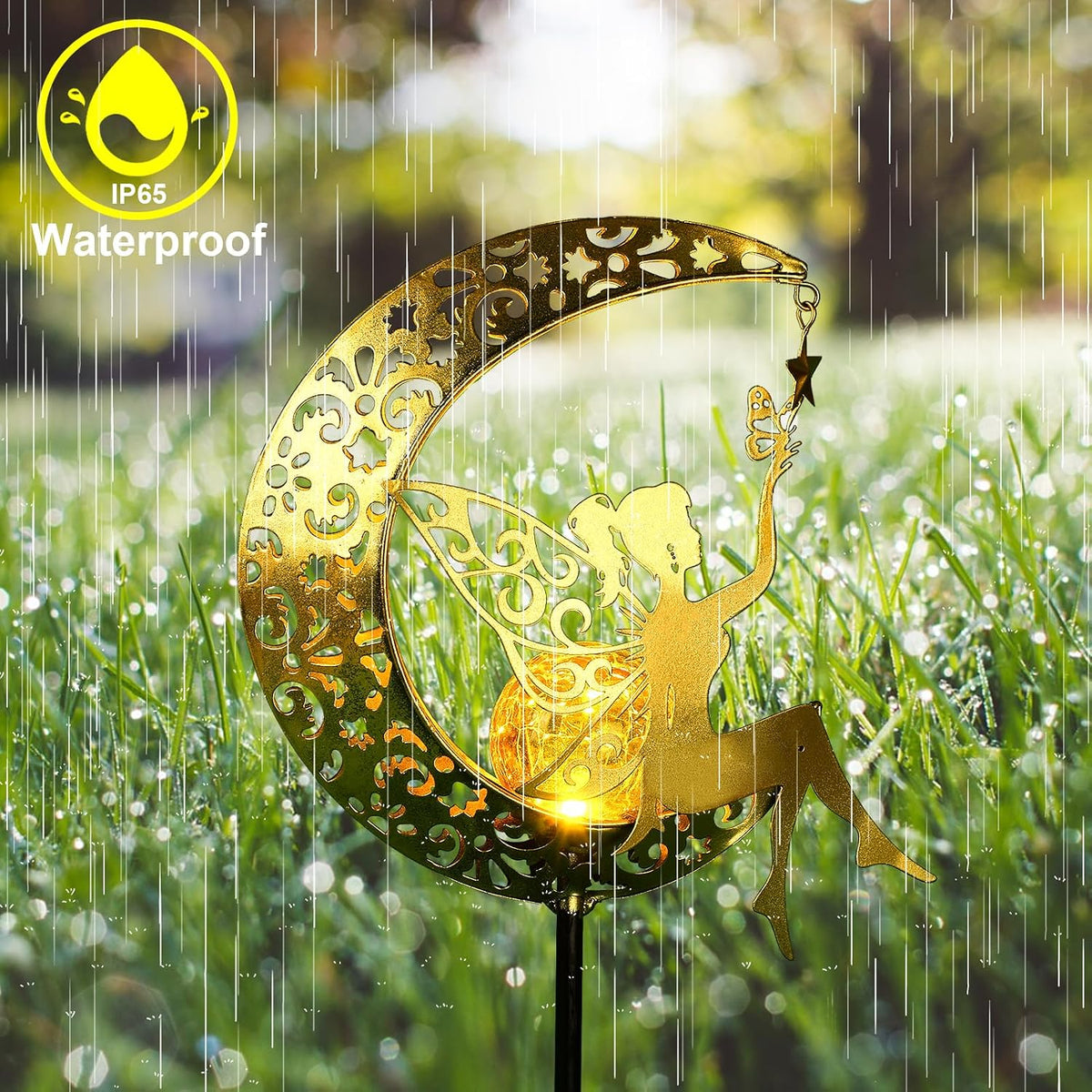 ZKLiLi Solar Lights Fairy Garden Decorations Gift,Outdoors Waterproof IP65 Crackle Glass Globe,Warm LED Light for Pathway Lawn Patio Courtyard Gifts for Mum Grandma Women