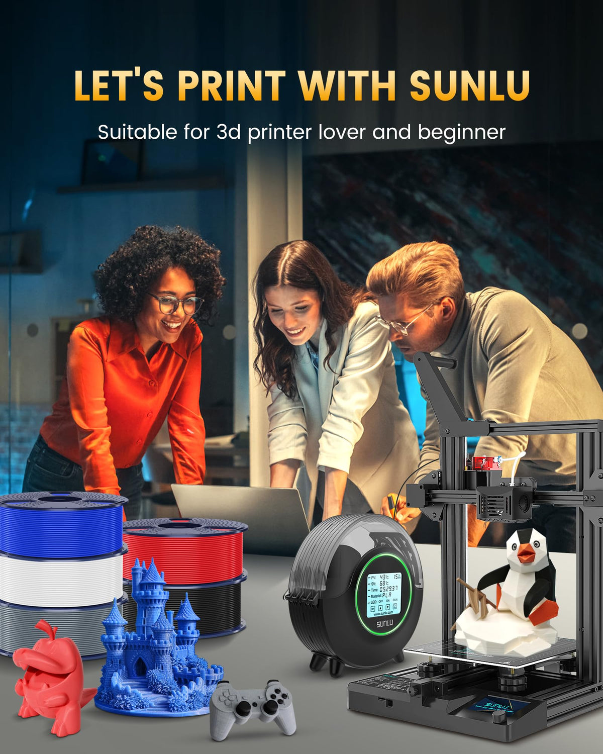 SUNLU Upgrade PLA+2.0 Filament, Next-Gen PLA+ 3D Printer Filament 1.75mm
