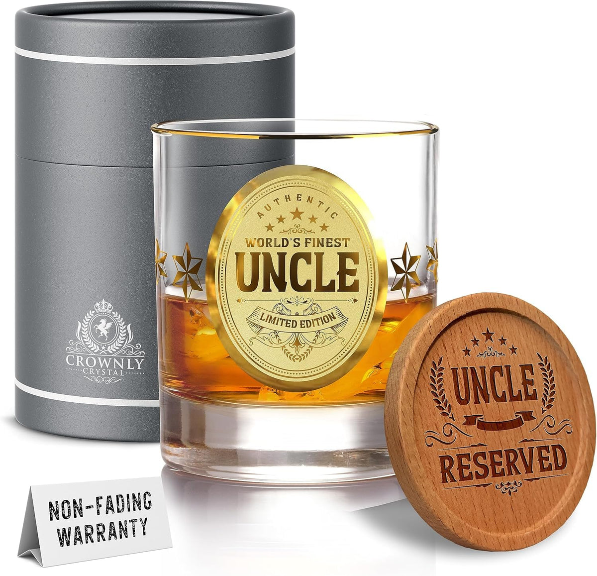 CROWNLY CRYSTAL® Personalised Whiskey Glass for Dad – Gold Birthday Gift from Daughter or Son – Best Dad Ever