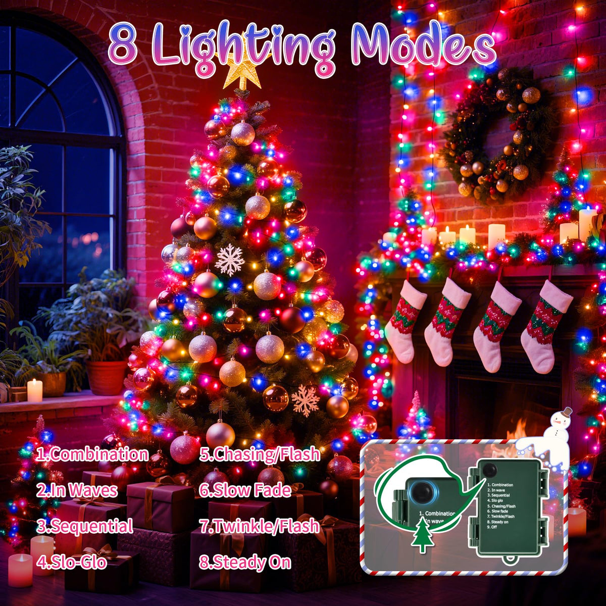 cshare Halloween Decorations Fairy Lights, 20Ft 60LED Orange-Purple USB/Battery String Lights with Timer Waterproof for Outdoor Indoor Autumn Fall Halloween Decorations-Green Wire